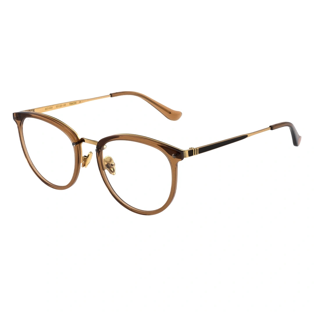 brown translucent eyeglasses