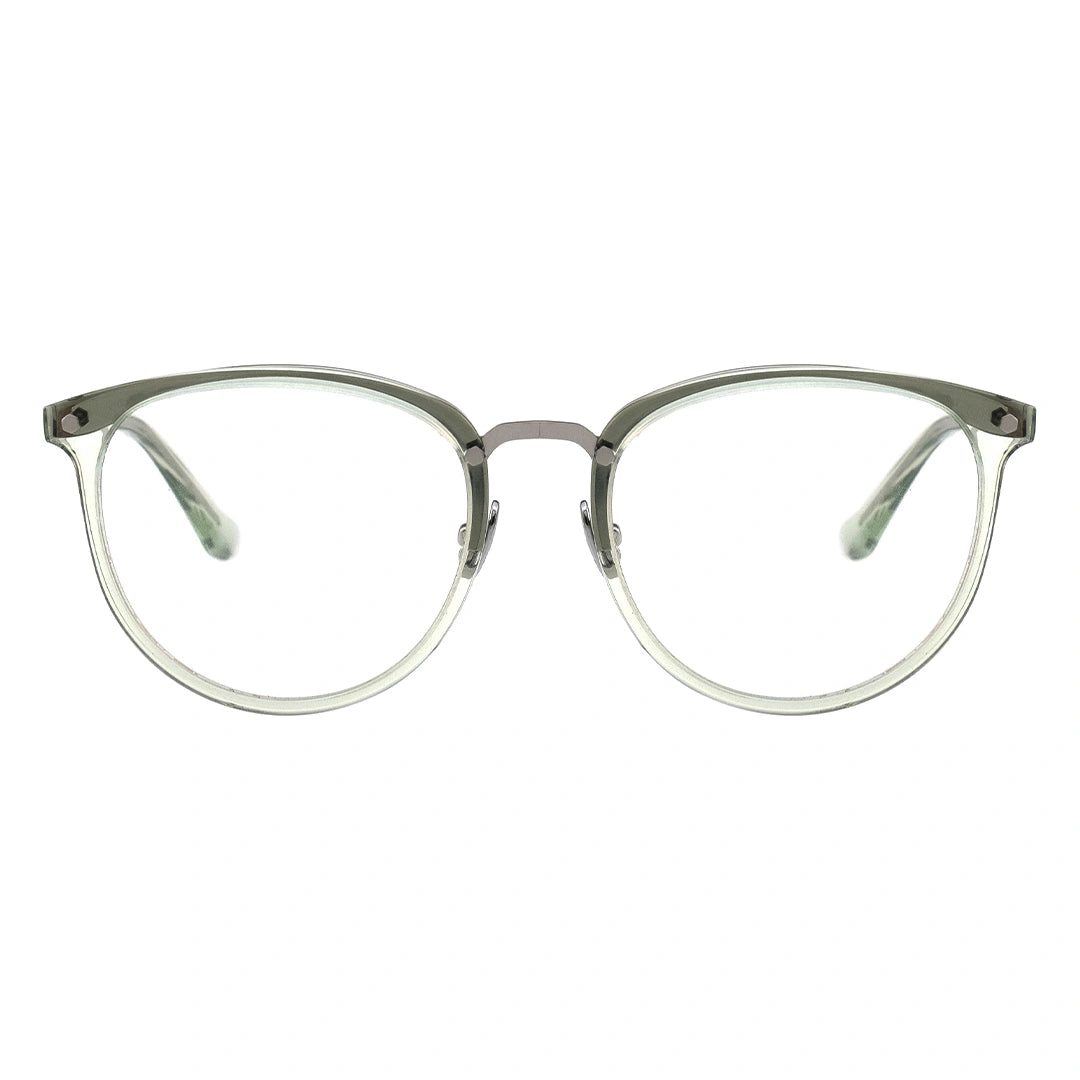 green translucent eyeglasses