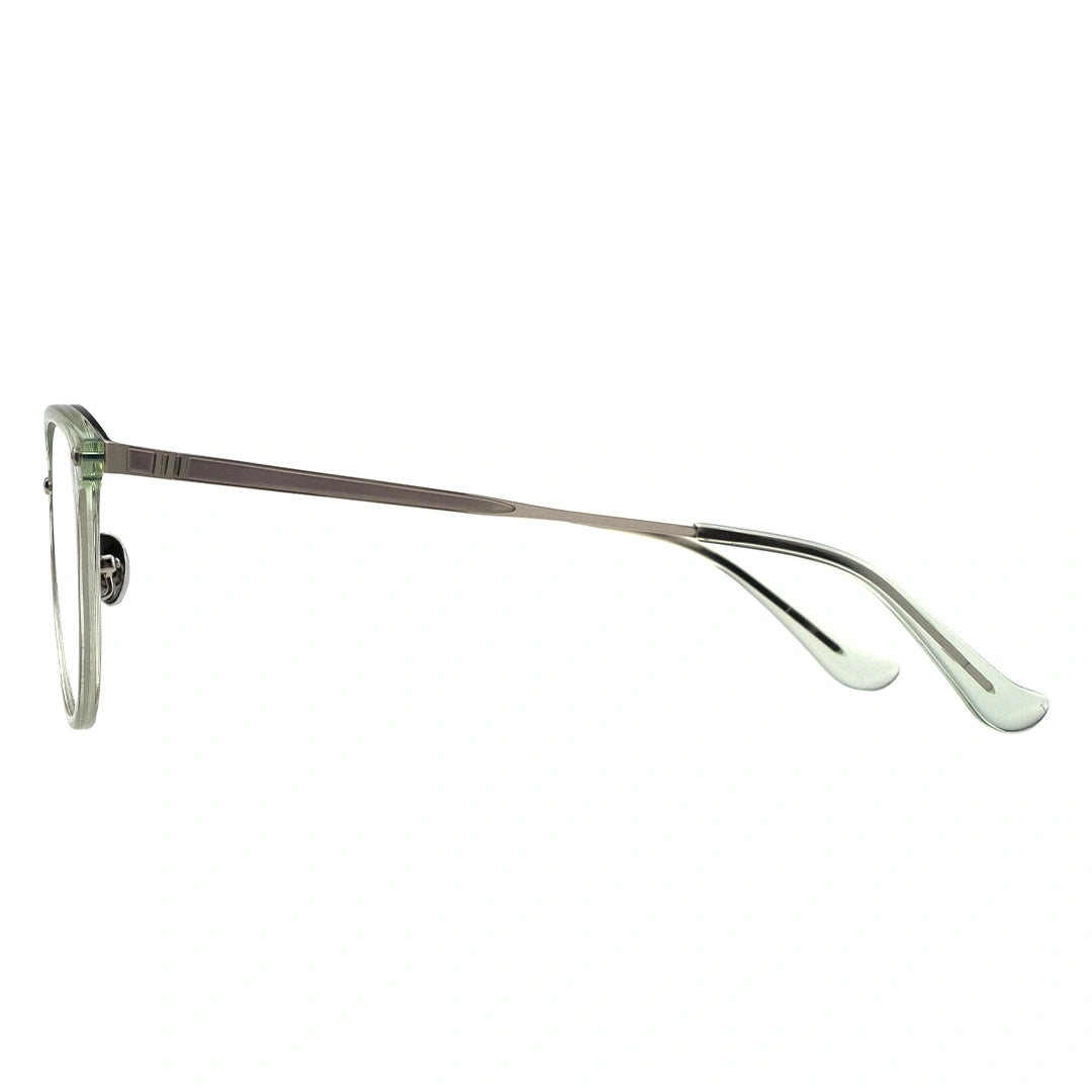 silver temple of eyeglasses