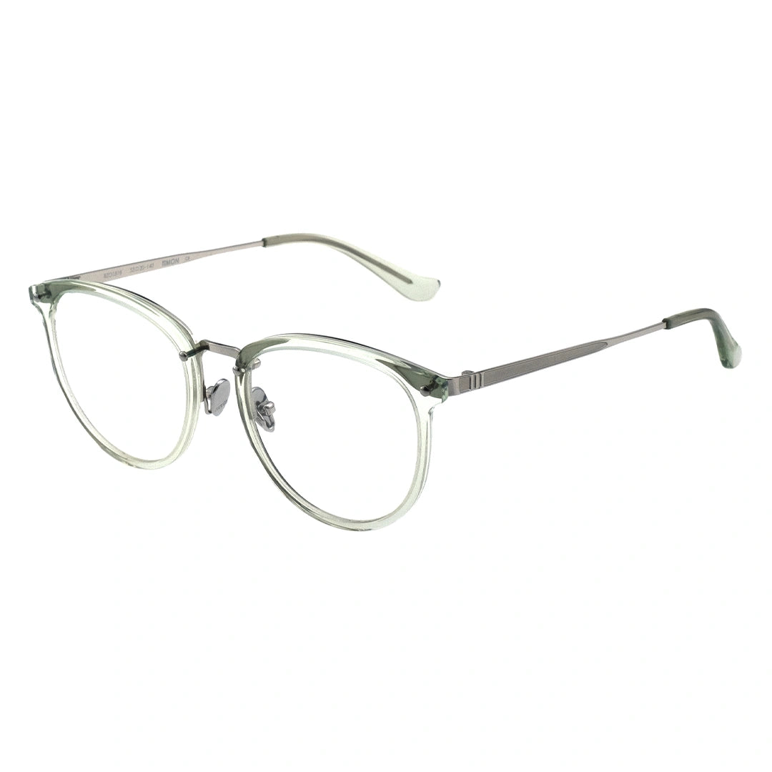 green translucent eyeglasses