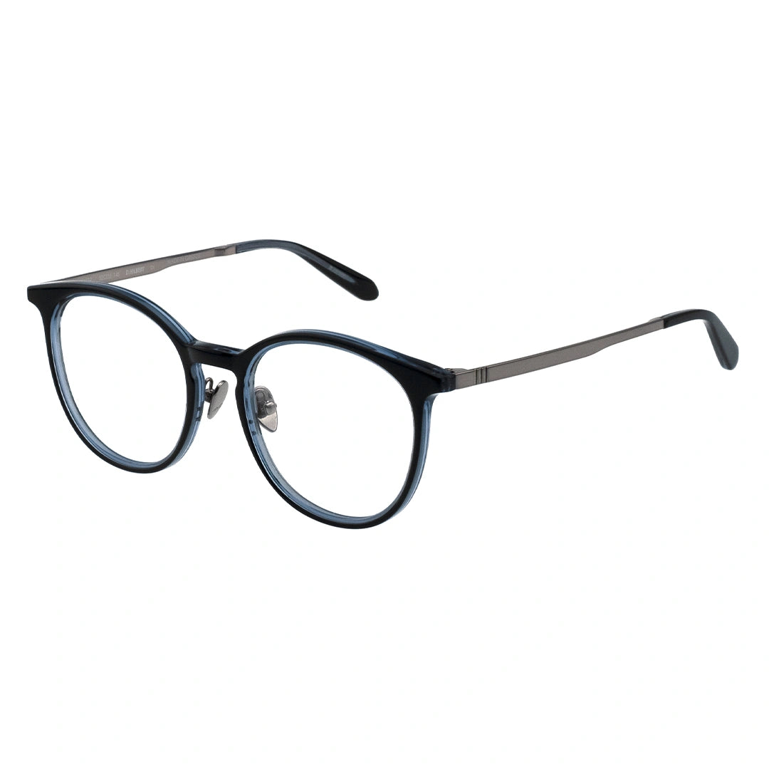 Blue round eyeglasses