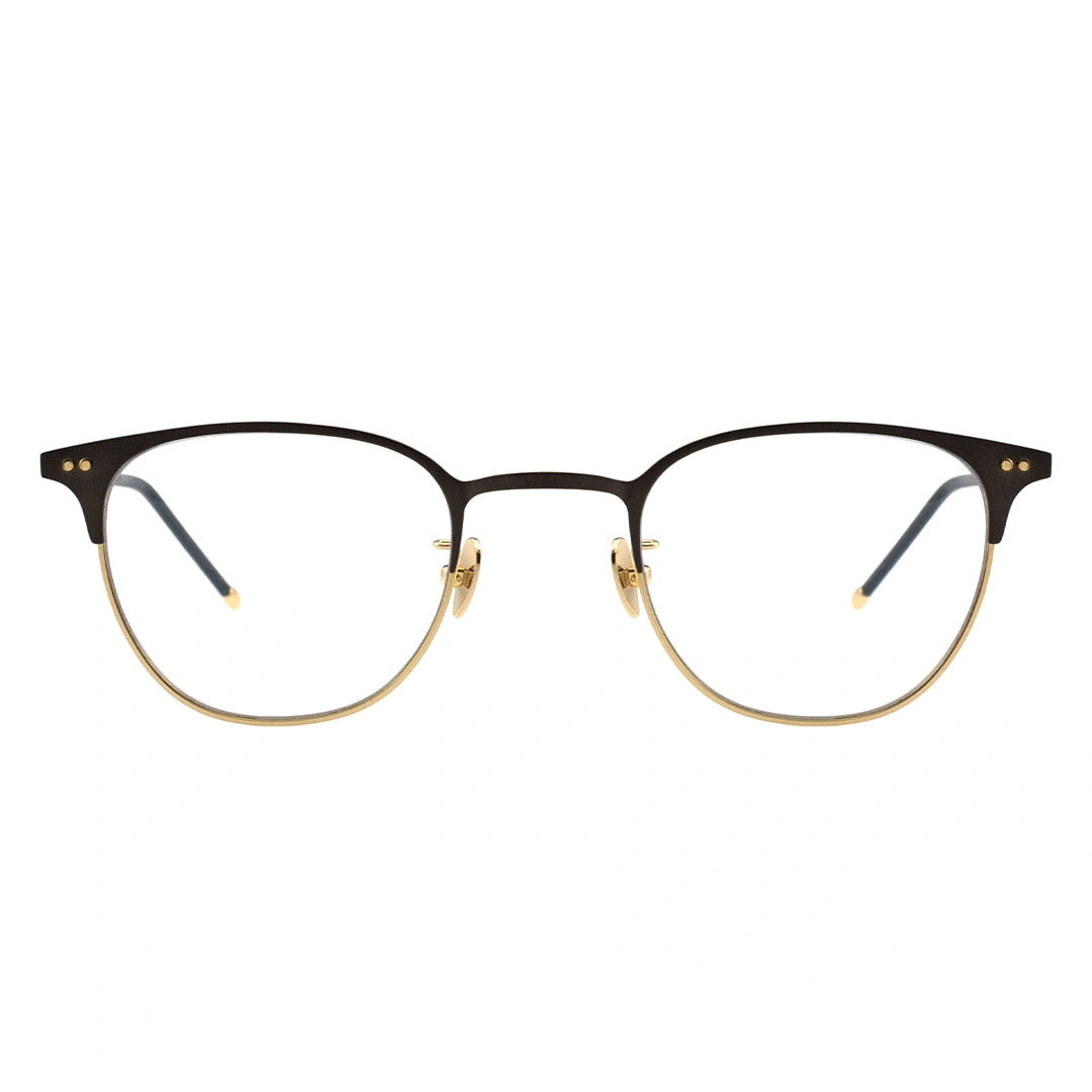 Black gold round glasses, browline eyeglasses, two-tone glasses