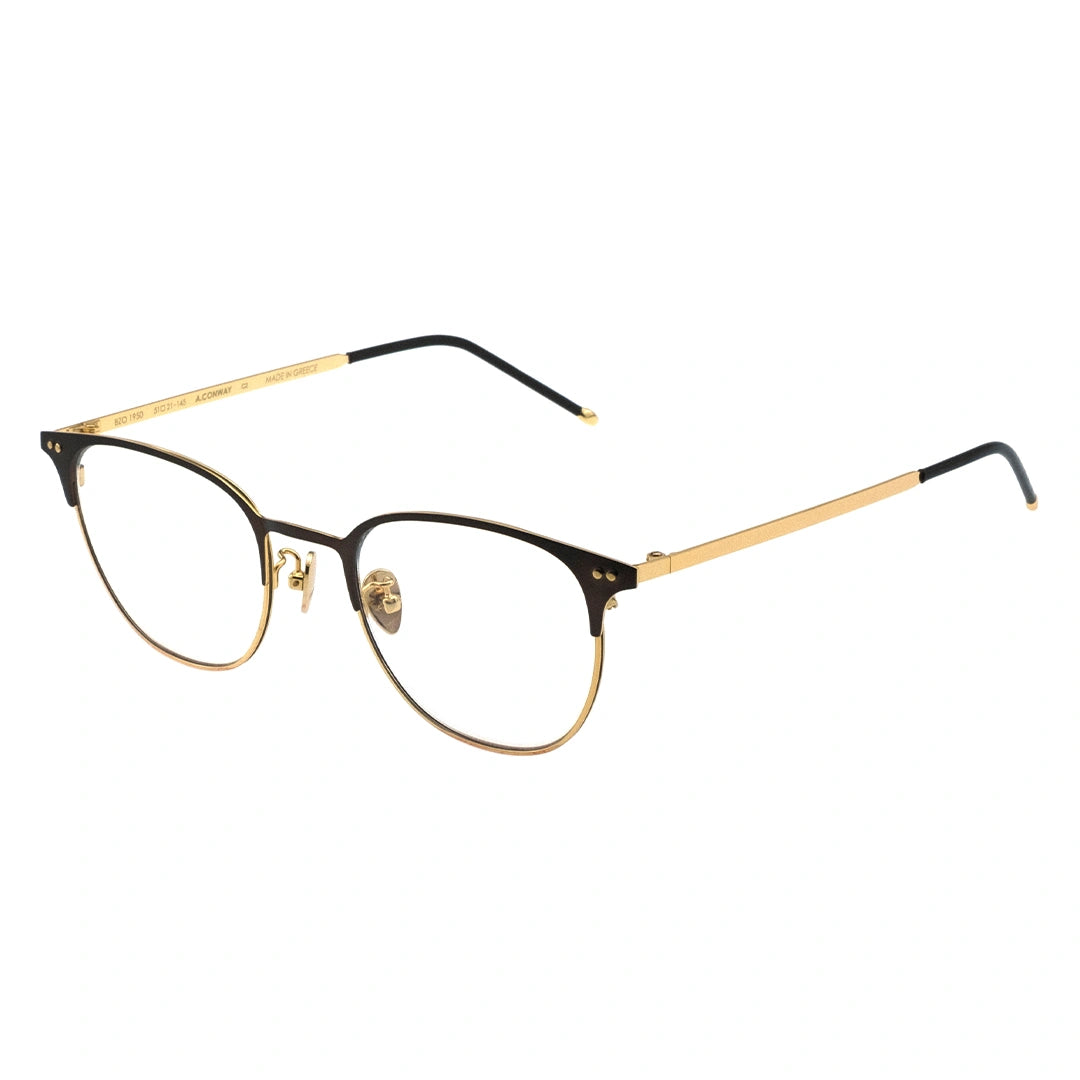 Black gold round glasses, browline eyeglasses, two-tone glasses