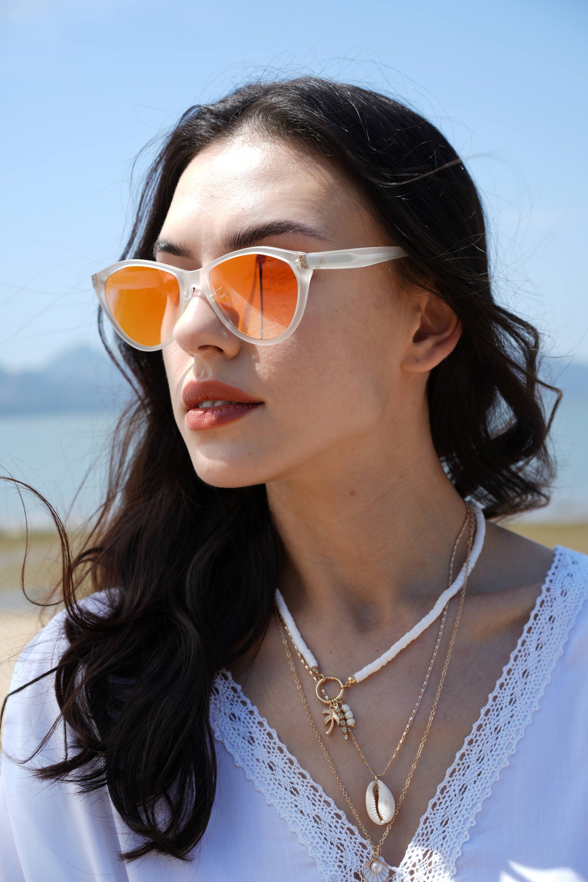 MYTH GREECE SYLPH cat eye white sunglasses pink gradient sunglasses, chic vintage sunglasses