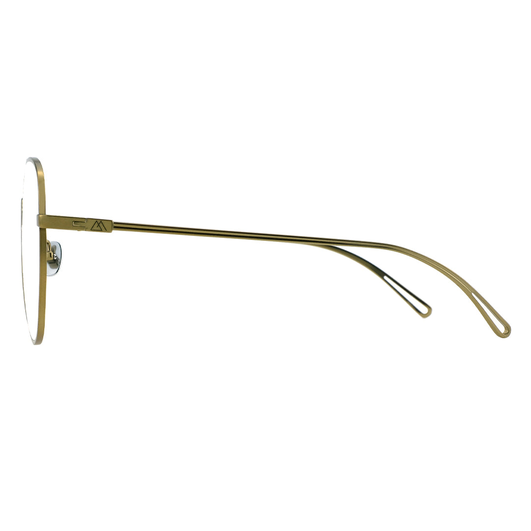 a pair of matte gold frame glasses