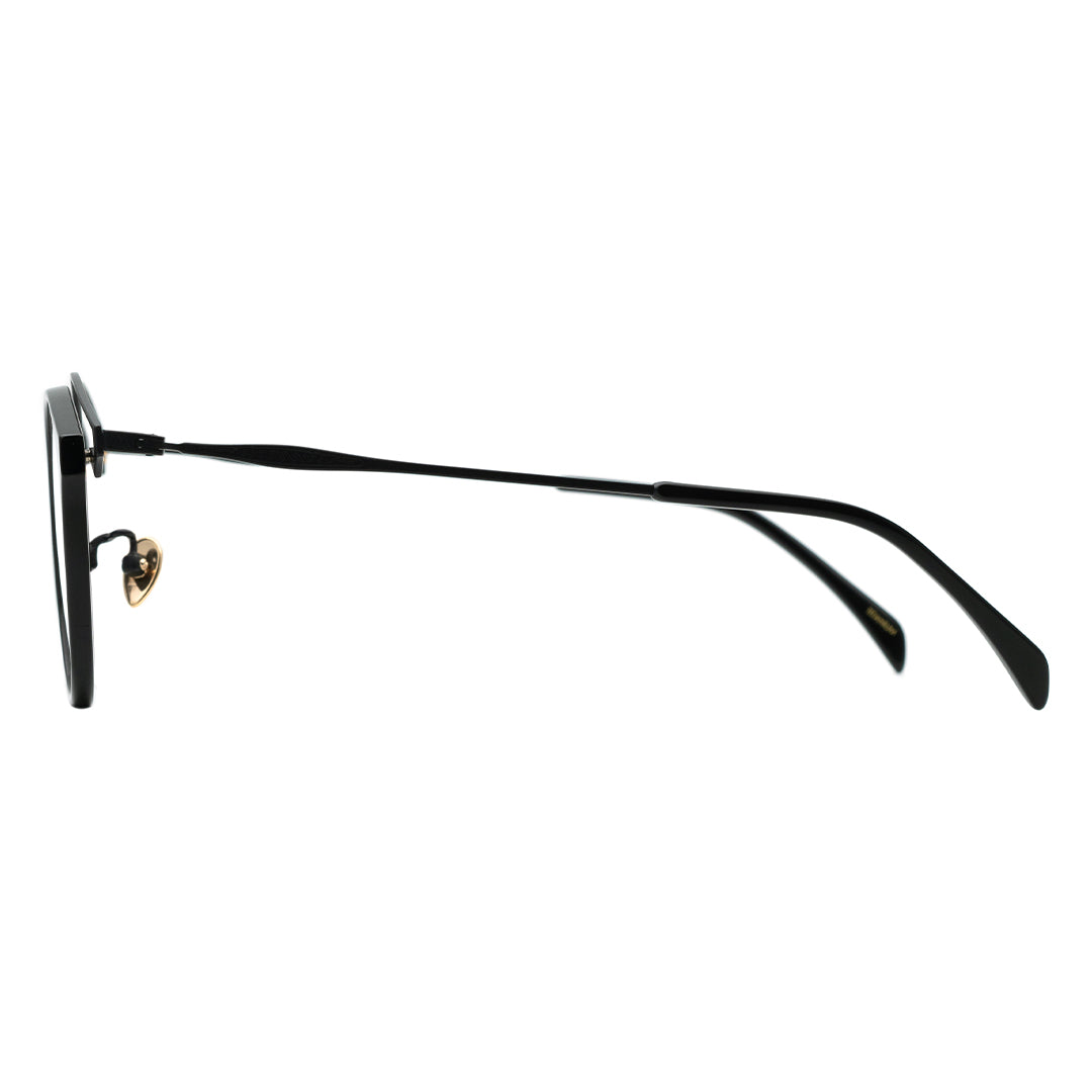 black arm of eyeglasses