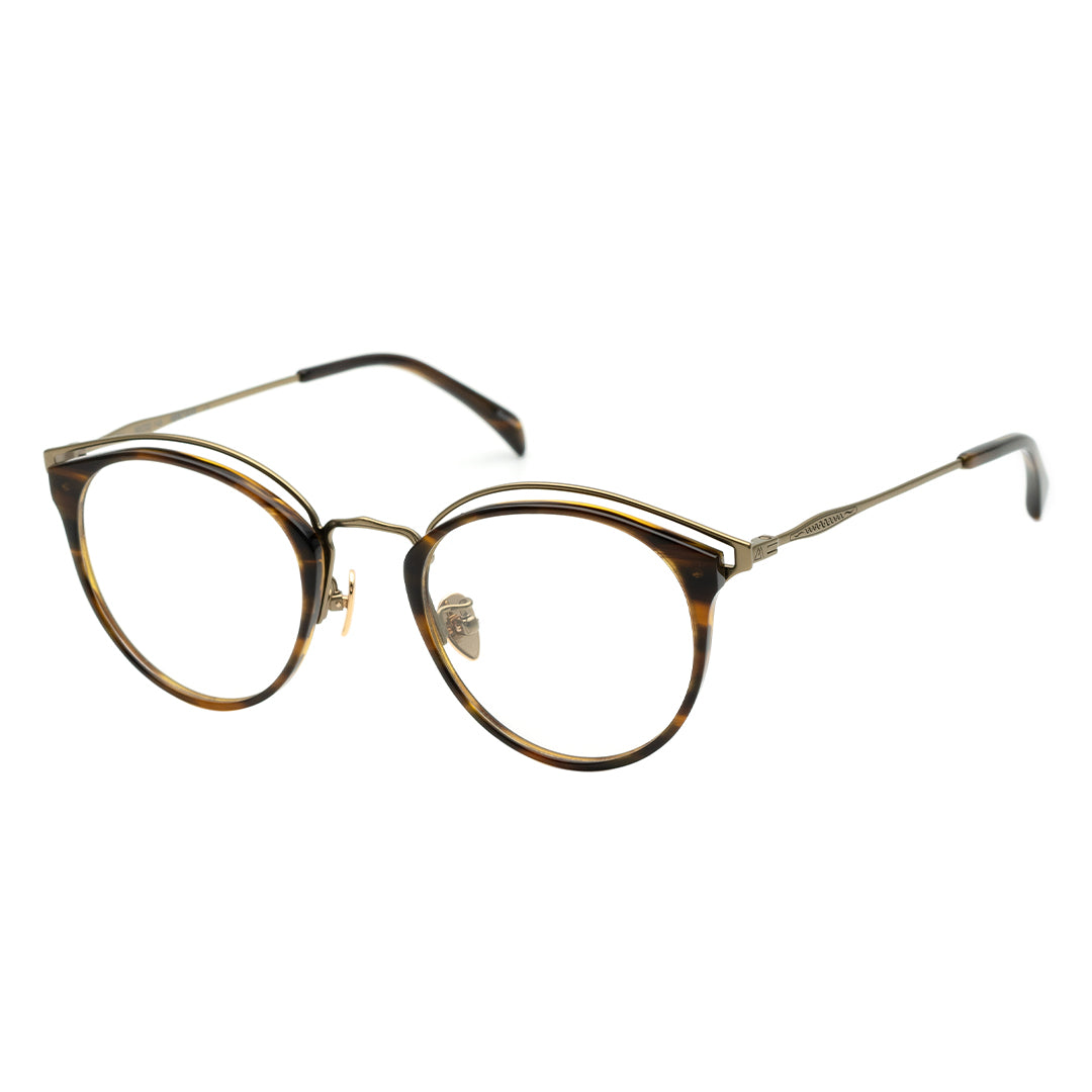 round eyeglasses featuring tortoise shell frame