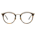 round eyeglasses featuring tortoise shell frame