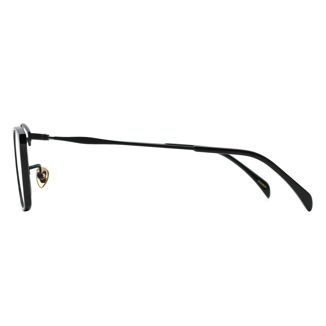 black arm of eyeglasses