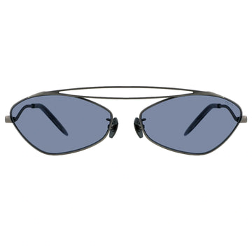 Sunglasses with black frame and blue lenses