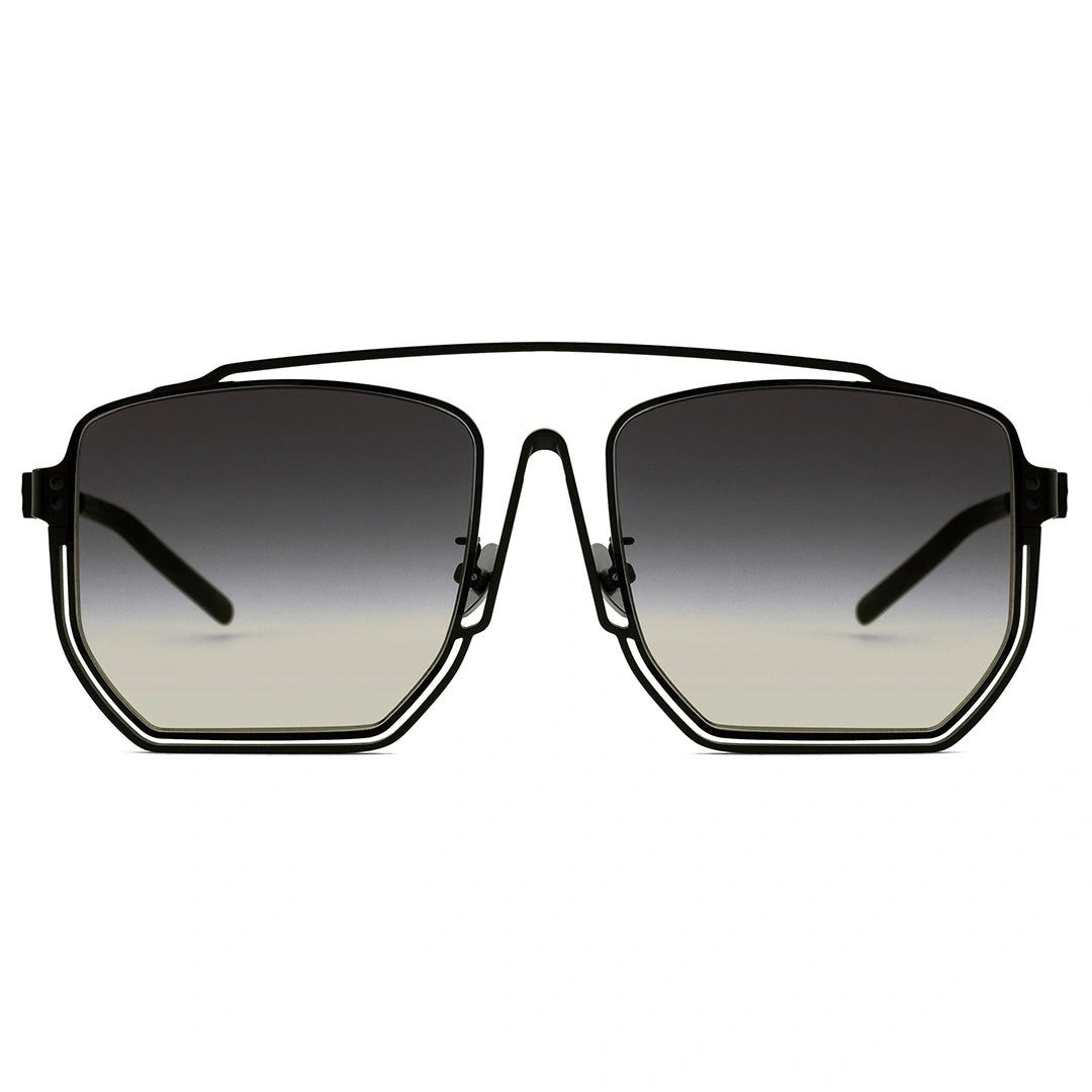 MYTH GREECE ORION oversized dark lens square sunglasses metal frame with Inverted V bridge, double bridge,  metal frame sunglasses mens and womens sleek and elegant