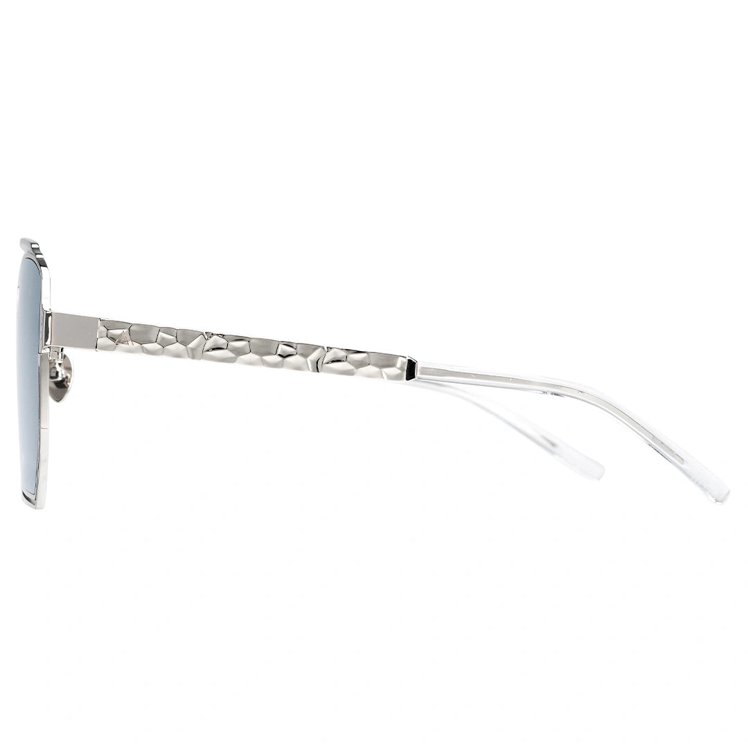 MYTH GREECE ORION oversized metallic square sunglasses metal frame with Inverted V bridge, double bridge, silver metal frame sunglasses mens and womens sleek and elegant