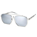 MYTH GREECE ORION oversized metallic square sunglasses metal frame with Inverted V bridge, double bridge, silver metal frame sunglasses mens and womens sleek and elegant