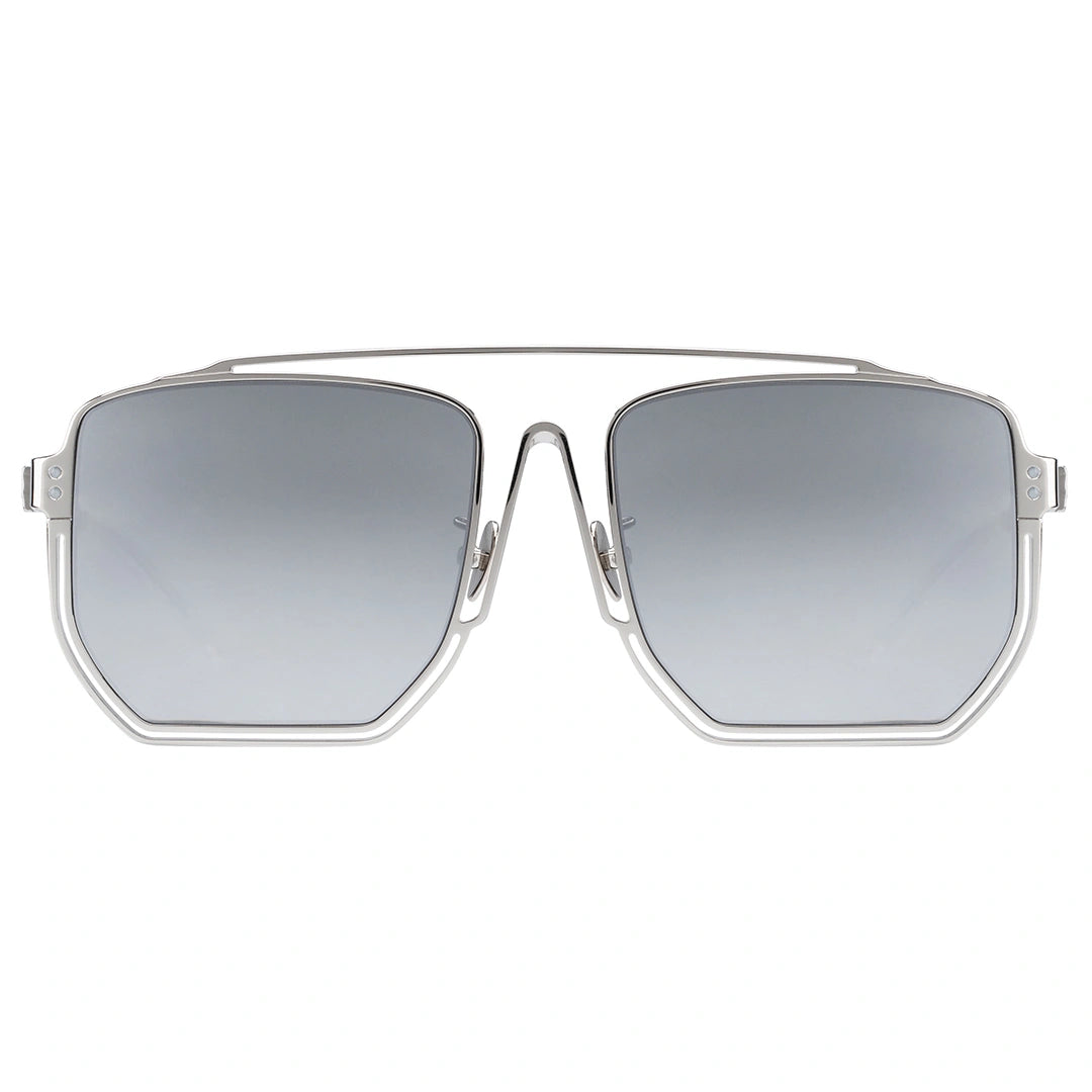 MYTH GREECE ORION oversized metallic square sunglasses metal frame with Inverted V bridge, double bridge, silver metal frame sunglasses mens and womens sleek and elegant