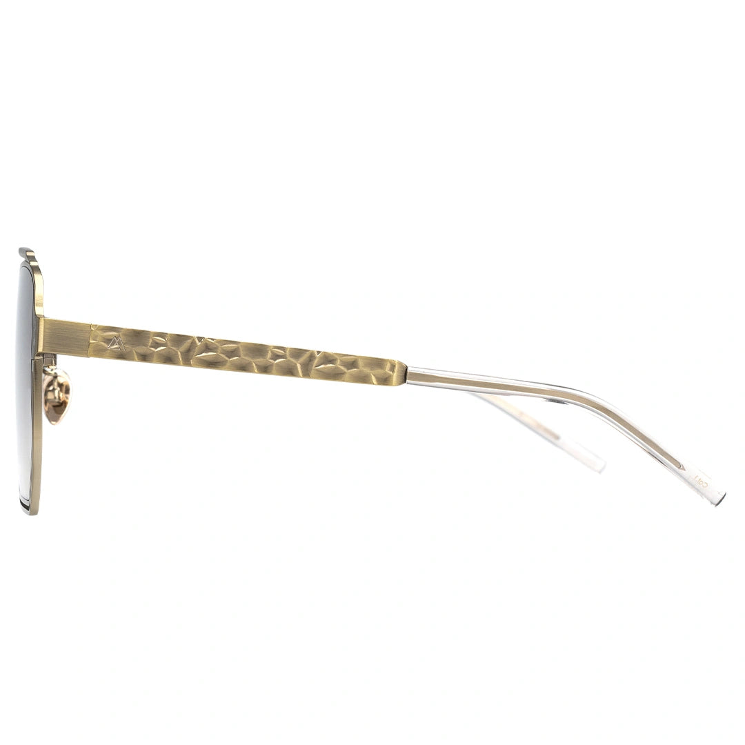 MYTH GREECE ORION oversized square sunglasses light grey, metal frame with Inverted V bridge, double bridge, gold  metal frame sunglasses mens and womens sleek and elegant