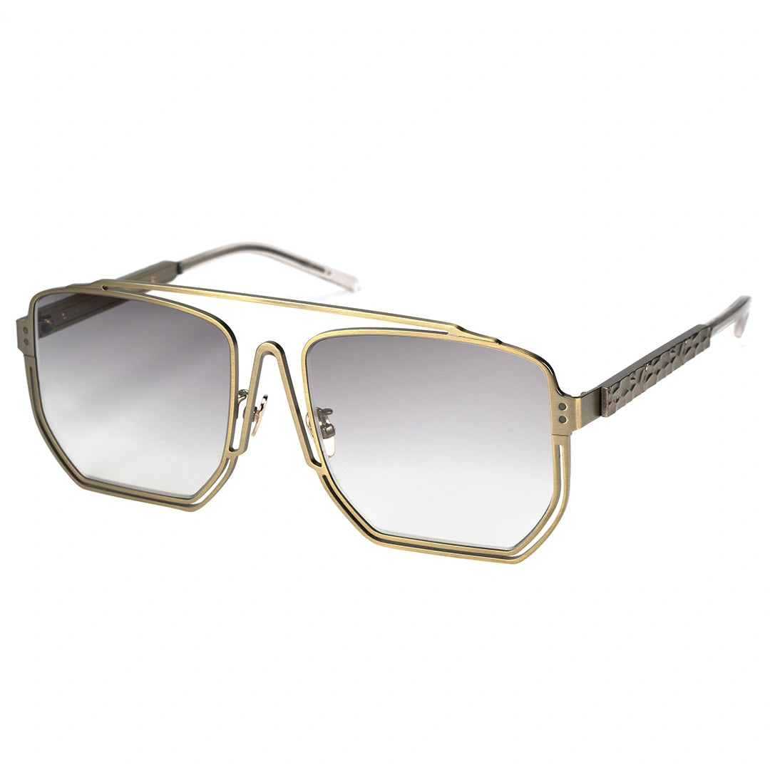 MYTH GREECE ORION oversized square sunglasses light grey, metal frame with Inverted V bridge, double bridge, gold  metal frame sunglasses mens and womens sleek and elegant