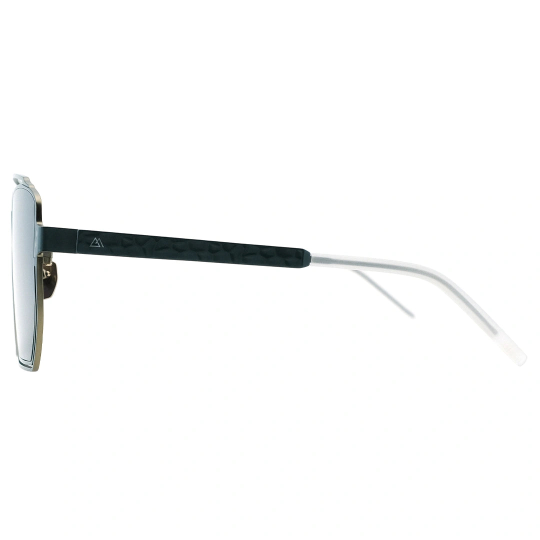 MYTH GREECE ORION oversized square sunglasses blue grey, metal frame with Inverted V bridge, double bridge, metal frame sunglasses mens and womens sleek and elegant