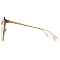 Pink gradient sunglasses with thin gold metal temples. butterfly browline sunglasses.