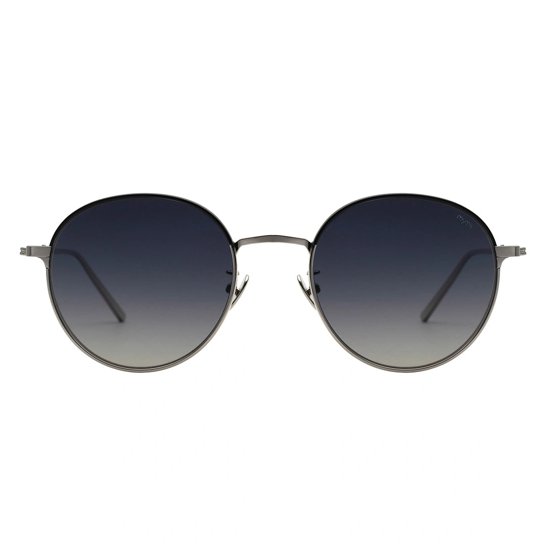 MYTH GREECE EPOCH dark black round polarized sunglasses thin silver frame retro round sunglasses rimless
mens and womens adjustable nose pad