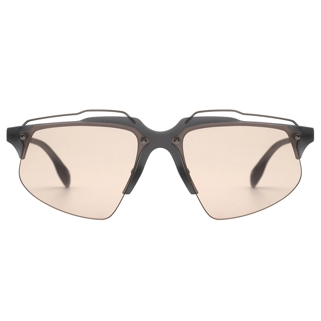 MYTH GREECE GALLANT browline futurist sunglasses half rim sunglasses light pink punk glasses silver metal frame mens and womens