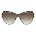 brown gradient sunglasses futuristic one-piece gold frame, oversized cat eye sunglasses
