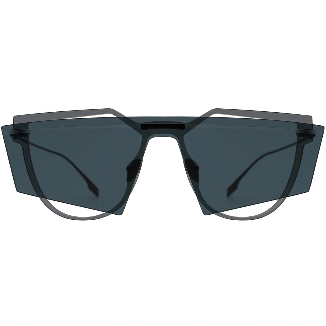 MYTH GREECE PNEUMA square black sunglasses flat top fashionable double lens sunglasses thin metal  frame mens and womens