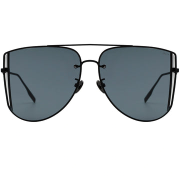 MYTH GREECE Y4 SYMBOL oversized aviator sunglasses flat top semi side-shield black dark sunglasses, navigator sunglasses mens and womens thin frame double bridge
