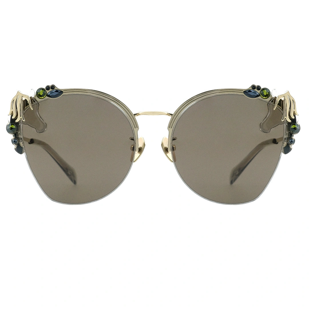 MYTH GREECE M4 ELATION women's metallic cat-eye sunglasses gold frame light brown lens with adjustable nose pad ladies newest sunglasses