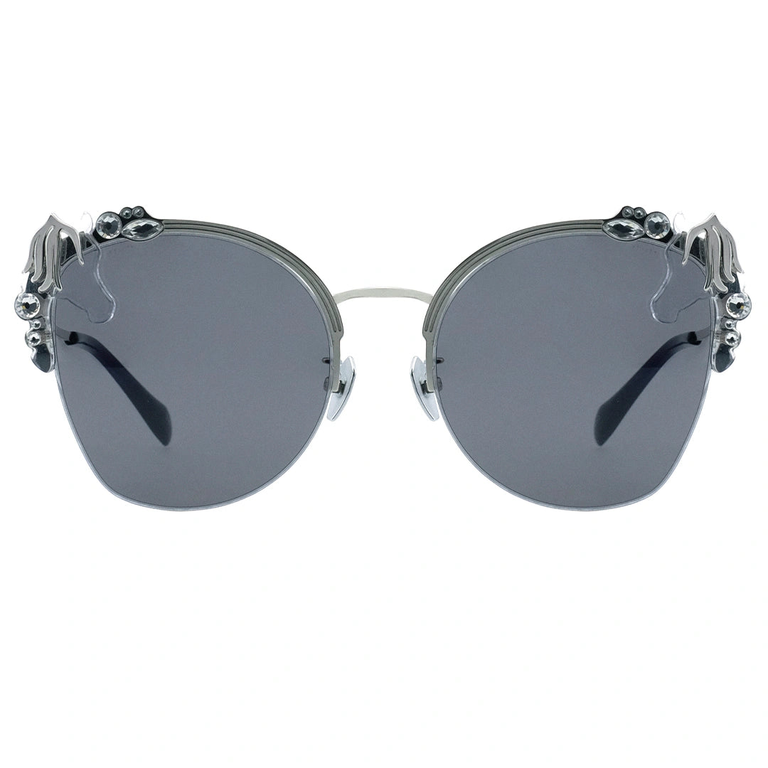 MYTH GREECE M4 ELATION women's metallic cat-eye sunglasses silver frame blue grey lens with adjustable nose pad ladies newest sunglasses