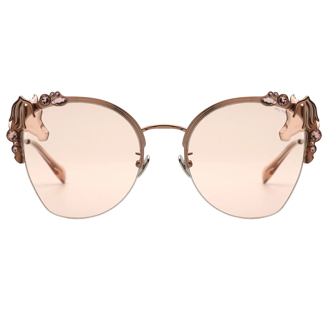 MYTH GREECE M4 ELATION women's metallic cat-eye sunglasses gold frame pink lens with adjustable nose pad ladies newest sunglasses