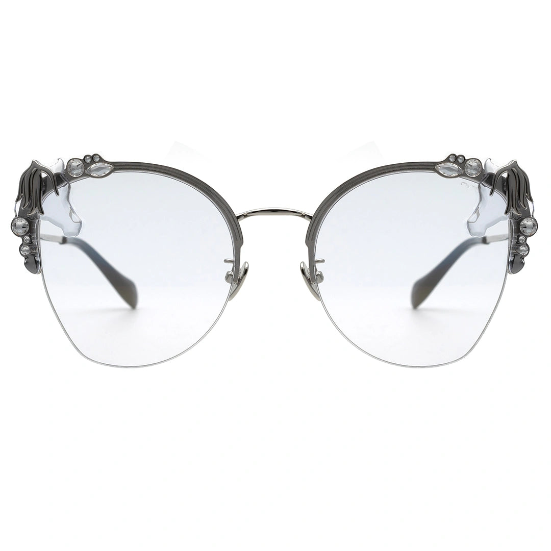 MYTH GREECE M4 ELATION women's metallic cat-eye sunglasses silver frame transparent with adjustable nose pad ladies newest sunglasses