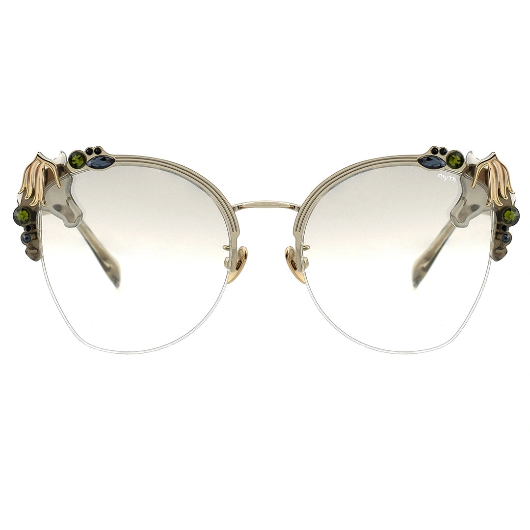 MYTH GREECE M4 ELATION women's metallic cat-eye sunglasses silver frame light yellow lens with adjustable nose pad ladies newest sunglasses