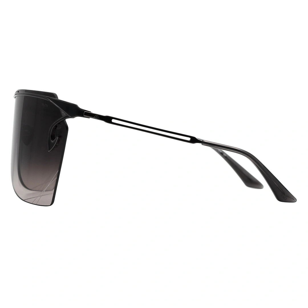 MYTH GREECE T4 INDUSTRY one piece futuristic sunglasses grey curved lens metal frame with adjustable nose pad womens and mens sleek and chic future sunglasses oversized for full uv protection