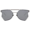MYTH GREECE GLEAM geometric silver metallic sunglasses double bridge thin silver metal frame sunglasses in avant-garde sleek look mens and womens; male and female