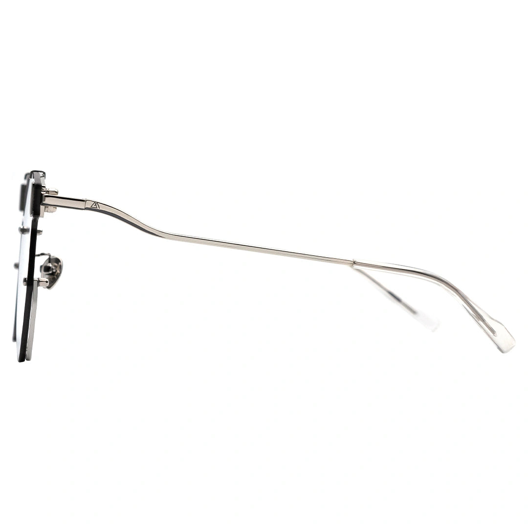 MYTH GREECE GLEAM geometric silver metallic sunglasses double bridge thin silver metal frame sunglasses in avant-garde sleek look mens and womens; male and female