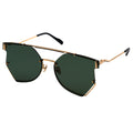 MYTH GREECE GLEAM geometric deep green sunglasses double bridge thin gold metal frame sunglasses in avant-garde sleek look mens and womens male and female