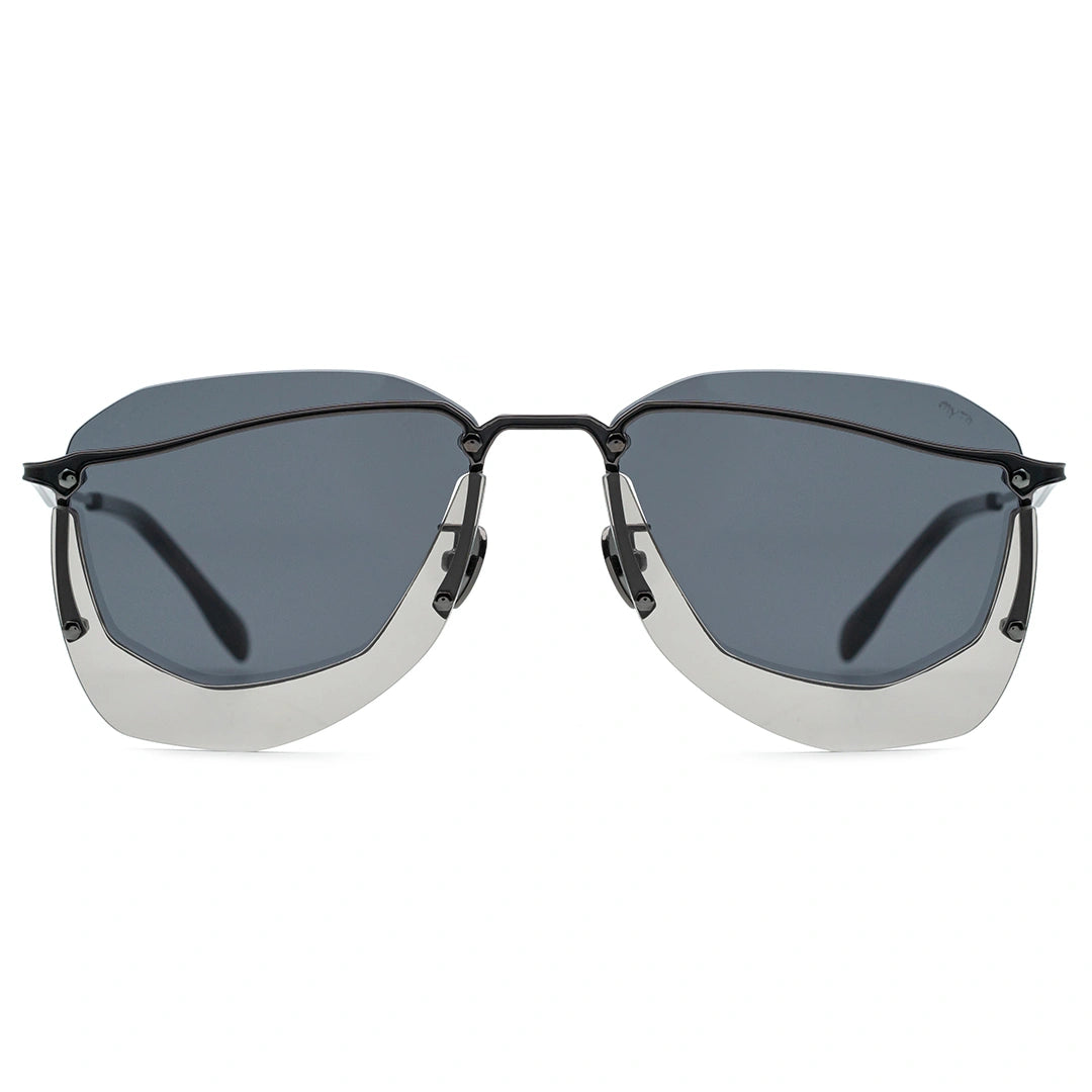 MYTH GREECE DARKO aviator black dark sunglasses futuristic two tone lens avant-garde fashion thin frame novetly mens and womens