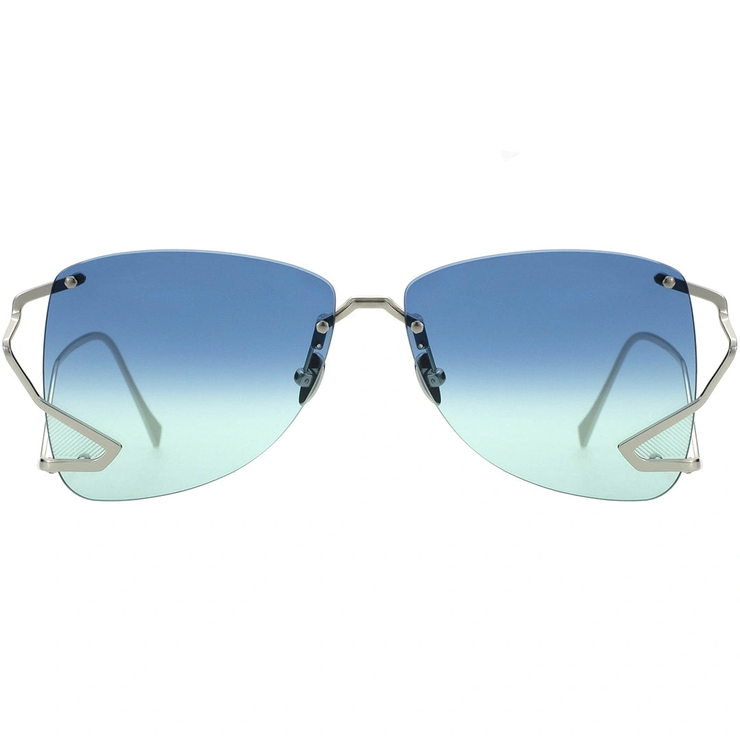 MYTH GREECE MEMENTO blue rim less sunglasses silver metal curved frame aviators womens ladis sunglasses elegant vintage