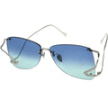 MYTH GREECE MEMENTO blue rim less sunglasses silver metal curved frame aviators womens ladis sunglasses elegant vintage