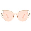 MYTH Greece retro cat eye sunglasses. Womens laides pink retro 70s butterfly shape sunglasses with snake shape rim decoration.thin gold metal frame elegant vibe