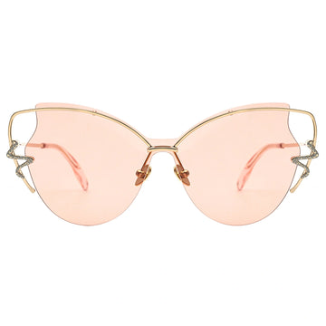 MYTH Greece retro cat eye sunglasses. Womens laides pink retro 70s butterfly shape sunglasses with snake shape rim decoration.thin gold metal frame elegant vibe