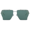 Sunglasses with green lenses and thin metal frame