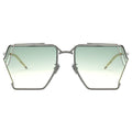 MYTH GREECE EPHESUS geometric light tinted green sunglasses square silver metal frame mens and womens chic fashion avant-garde urban