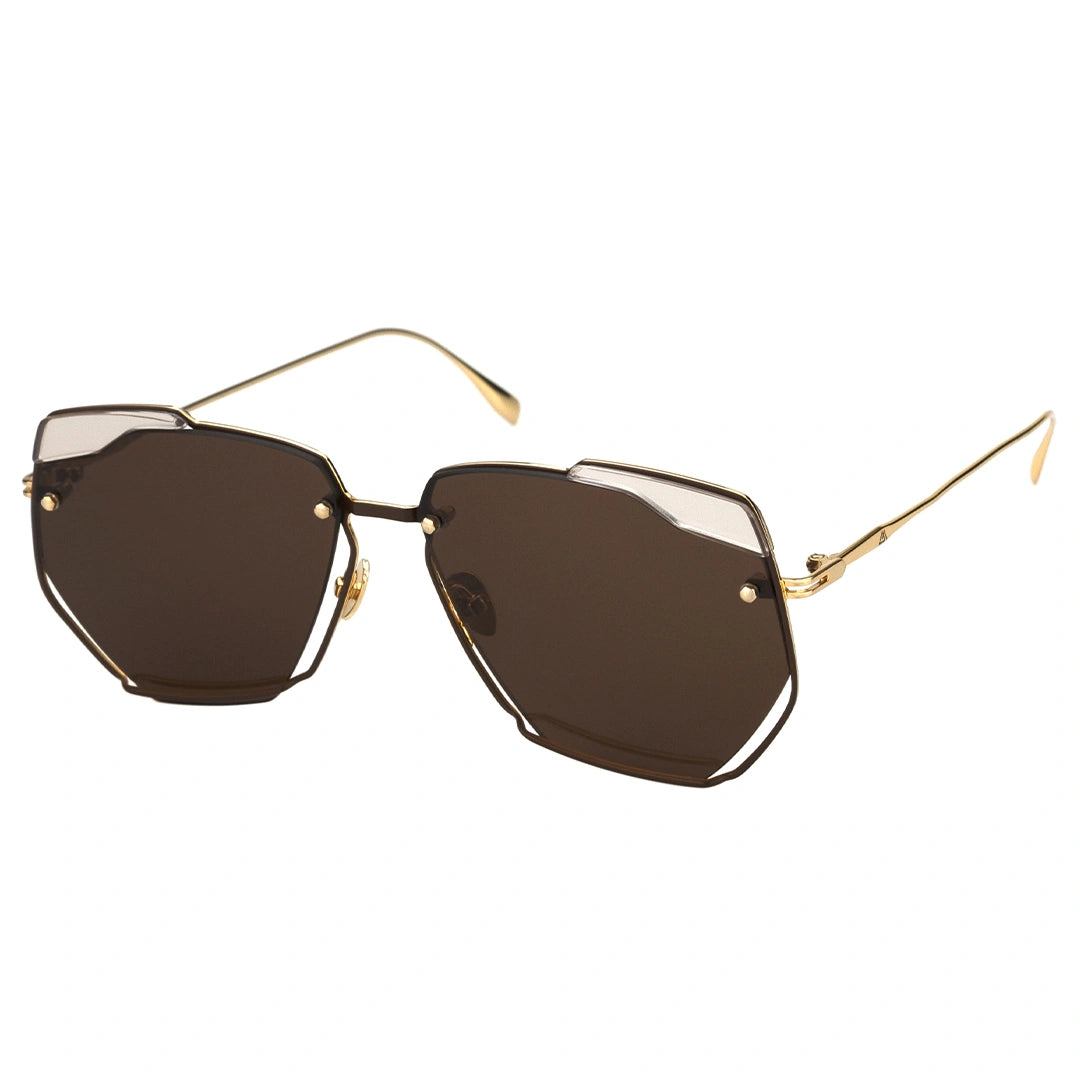 MYTH GREECE ESCHER geometric sunglasses brown thin gold metal frame aviators vintage retro elegant sunglasses fashion