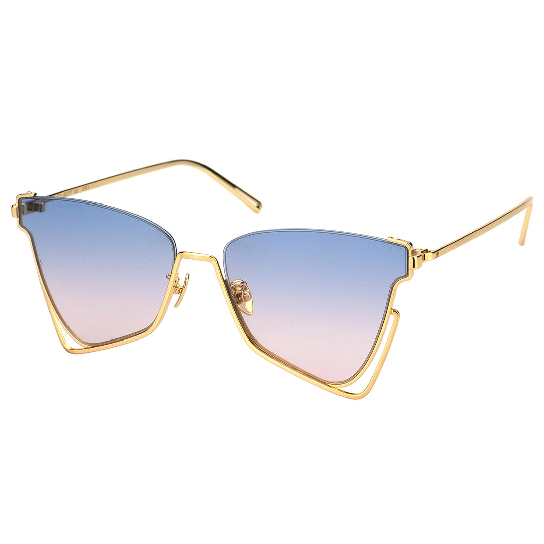 LUCID blue pink gradient sunglasses thin gold metal bold sunglasses,  geometric sunglasses