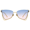 LUCID blue pink gradient sunglasses thin gold metal bold sunglasses,  geometric sunglasses