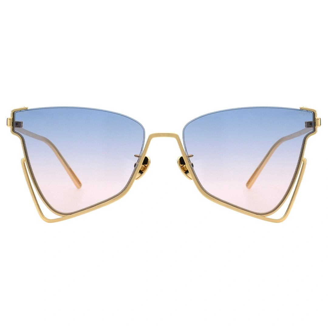 LUCID blue pink gradient sunglasses thin gold metal bold sunglasses,  geometric sunglasses