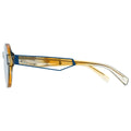 Vai Crete yellow oval sunglasses, thick frame sunglasses, translucent yellow frame blue lens sunglasses