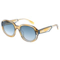 Vai Crete yellow oval sunglasses, thick frame sunglasses, translucent yellow frame blue lens sunglasses