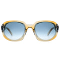 Vai Crete yellow oval sunglasses, thick frame sunglasses, translucent yellow frame blue lens sunglasses
